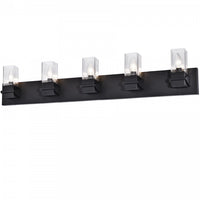 Dainolite Veronica 5 Light Vanity Light Matte Black Clear Glass Lamp