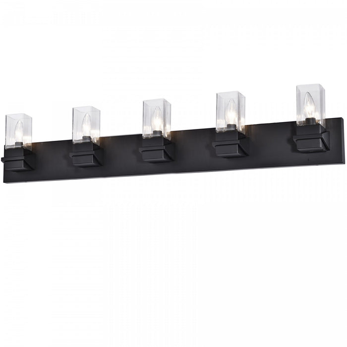 Dainolite Veronica 5 Light Vanity Light Matte Black Clear Glass Lamp