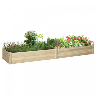 Outsunny 96" X 24" X 10" Wooden Raised Garden Bed With 2 Planter Box And Non-woven Fabric Liner For |Outsunny Jardiniere En Bois Rectangulaire Carre Potager Lit Sureleve Jardin Patio Terrasse 2 Boites