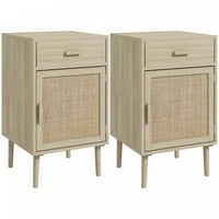 HOMCOM Bedside Table Set of 2 with Storage Drawer for Bedroom Living Room