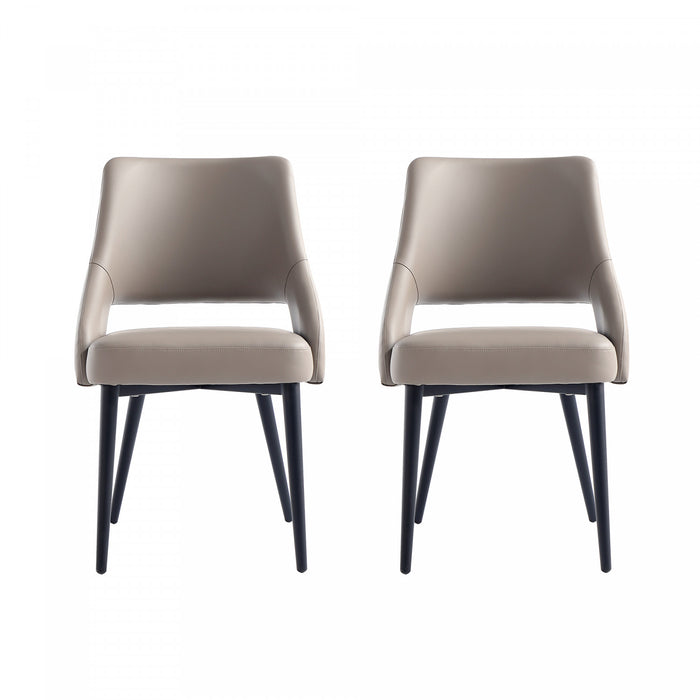 Tremont Modern Vegan Leather Metal Dining Chair in Taupe - Set of 2
