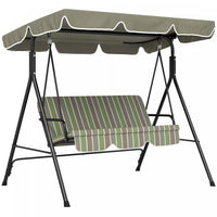 Outsunny 3-seat Patio Swing Chair With Adjustable Canopy Green And Brown
