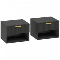 HOMCOM Floating Nightstands Set of 2, Bedside Tables with Fluted Drawer