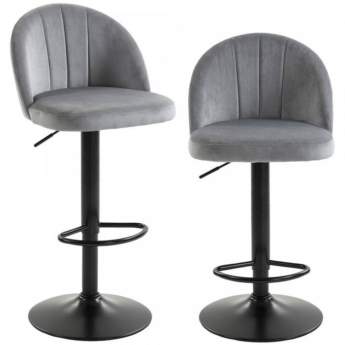 HOMCOM Bar Stools Set of 2, Swivel Counter Height Barstools, Grey