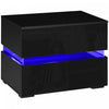 HOMCOM LED Nightstand Bedside Table with Drawers LED Light Black