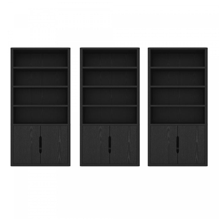 Rivington Modern 40\" Bookcase Cabinet in Black - Set of 3