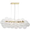 Dainolite Comet 10 Light Horizontal Pendant Aged Brass Clear Glass Lamp|Luminaire suspendu horizontal Comet de Dainolite en verre transparent, avec fini laiton vieilli et 10 ampoules