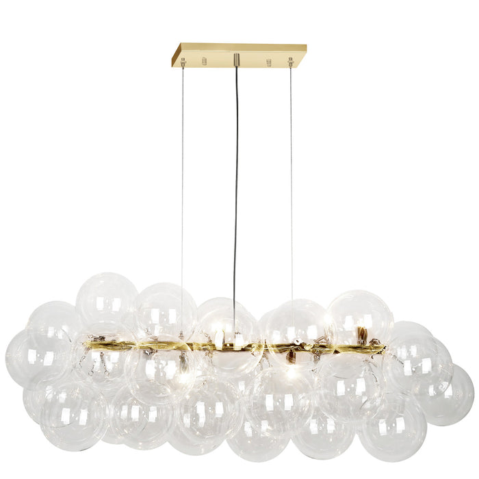 Dainolite Comet 10 Light Horizontal Pendant Aged Brass Clear Glass Lamp