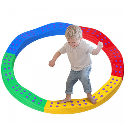 Qaba Kids Balance Beam, 8pcs Balance Stepping Stones For Kids With Non-slip Foot Pads, Indoor Outdoo|Qaba Poutre D'equilibre Pour Enfants, 8 Pieces De Tremplins D'equilibre Pour Enfants Avec Coussinets