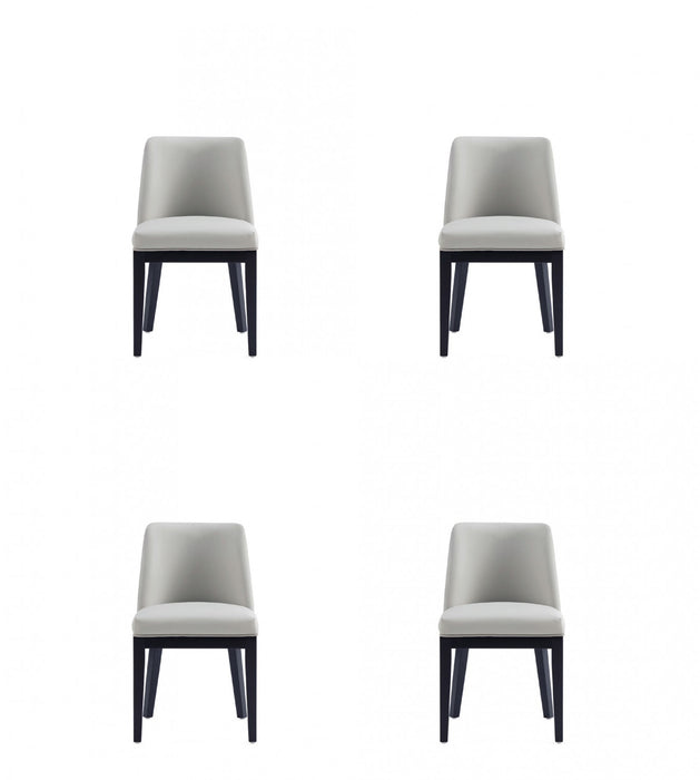 Gansevoort Modern Wood Vegan Leather Dining Chair in Stone Gray - Set of 4