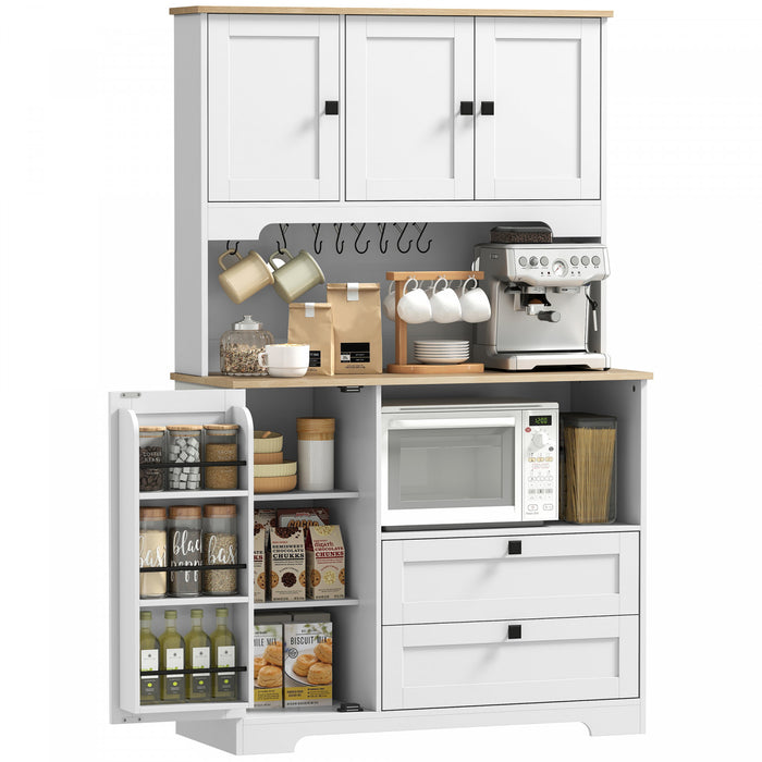 HOMCOM 64\" Kitchen Pantry Cabinet, Kitchen Hutch with 3 Cabinets, 2 Drawers