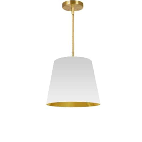 Dainolite Oversized Drum 1 Light Pendant tapered Drum Small White/Gold Shade Lamp