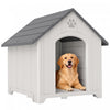 PawHut Large Plastic Dog House Outdoor Indoor, Water Resistant Puppy Shelter with Base Support, Air Vents, Elevated Floor, for Medium Large Pets, 34.6\" L x 31.1\" W x 35\" H