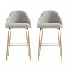 Gracie Modern Metal Upholstered Barstool in Stone Gray and Gold - Set of 2 | Tabouret de bar moderne en metal et tissu Gracie, gris pierre et or - Lot de 2