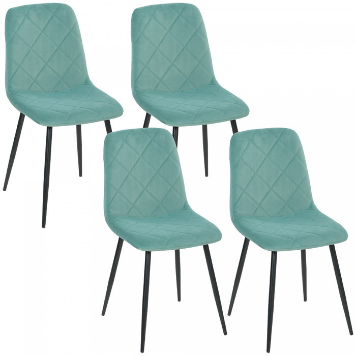 HOMCOM Dining Chairs Set of 4, Kitchen Chair with Metal Legs, Green