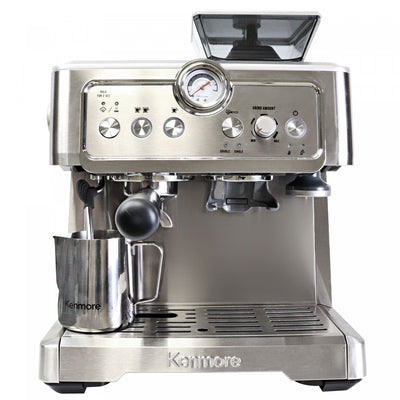 Kenmore Espresso Machine Stainless Steel Manual Tamp Coffee Maker - KKCMEMT|Machine à espresso Kenmore avec presse-mouture manuel, acier inoxydable - KKCMEMT