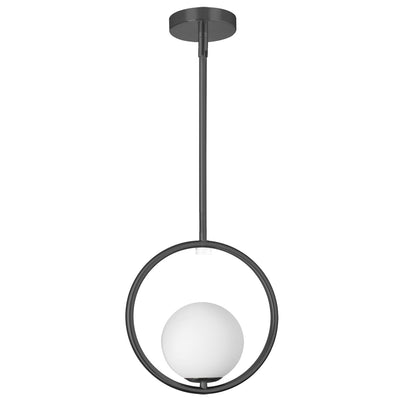 Dainolite Adrienna 10" 1 Light Pendant Matte Black Finish White Opal Glass Lamp|Luminaire suspendu Adrienna de Dainolite en verre blanc opale, avec fini noir mat et 1 ampoule 10 po