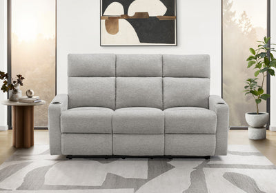 MONARCH SPECIALTIES 3-SEATER RECLINING SOFA, 70" WIDE, MANUAL RECLINER, LIGHT GREY FABRIC, CONTEMPORARY RECLINER | MONARCH SPECIALTIES SOFA INCLINABLE 3 PLACES, 70"L, FAUTEUIL INCLINABLE MANUAL, TISSU GRIS CLAIR