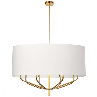 Dainolite Eleanor 8 Light Chandelier Aged Brass White Shade Lamp|Lustre Eleanor de Dainolite avec abat-jour blanc, fini laiton vieilli et 8 ampoules