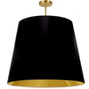 Dainolite Oversized Drum 1 Light Pendant tapered Drum XLarge Black/Gold Shade Lamp|Très grand luminaire suspendu de Dainolite avec très grand abat-jour cylindrique effilé noir et doré, et 1 ampoule