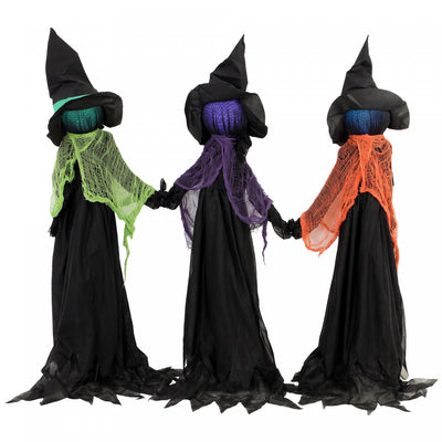HOMCOM 48" Holding Hands Witch Trio Stake Halloween Yard Decoration