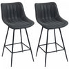 HOMCOM 27\" Bar Stools Set of 2, PU Leather Counter Height Barstools, Black