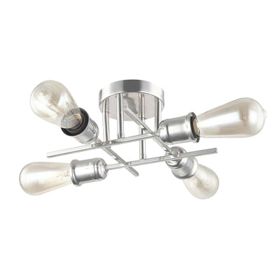 Dainolite Nebraska 4 Light Flush Mount Burnished Chrome Finish Lamp|Plafonnier affleuré Nebraska de Dainolite avec fini chromé poli et 4 ampoules