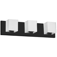 Dainolite Verona 3 Light Vanity Light Matte Black White Glass Shade Lamp
