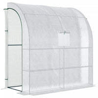 Outsunny 7' X 3' X 7' Outdoor Lean-to Walk-in Greenhouse, Plant Gardening Green House With Roll-up M