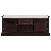 Boyce Solid Wood Storage Bench With 4-door Shoe Cabinet With Cushion -Espresso 