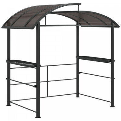 Outsunny 8' X 5' Grill Gazebo Shelter With Interlaced Vented Pc Roof, Outdoor Bbq Canopy With Side S|Outsunny Abri De Tonnelle 8'x5' Avec Toit Ventile En Pc, Etageres Laterales
