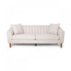 Taylor 84.5\" Linen-look Fabric Condo Size Sofa With Wood Legs - Beige White