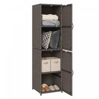 Outsunny Wicker Outdoor Storage Cabinet with Adjustable Shelves, Brown
