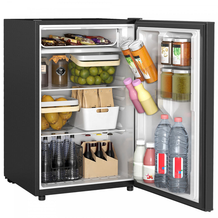 HOMCOM 4.5 Cu Ft Mini Fridge with Freezer, Wheels, Refrigerator, Black