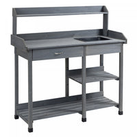 Outsunny Potting Bench Table Garden Work Bench Workstation With Drawer, Removable Sink, Storage Shel