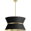 Dainolite Caterine 4 Light Pendant 24\" Dia Aged Brass Finish Gold Ring/Black Shade Lamp