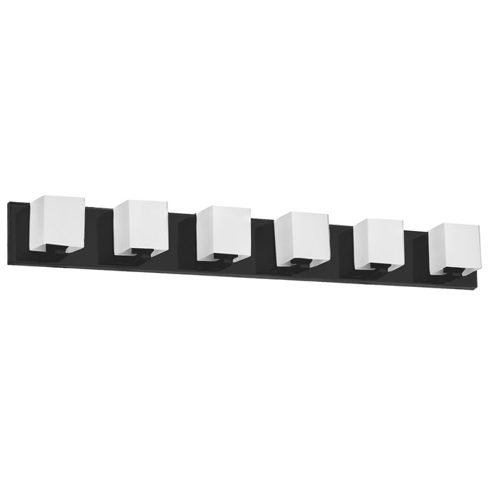 Dainolite Verona 6 Light Vanity Light Matte Black White Glass Shade Lamp
