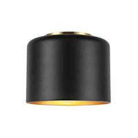 Dainolite Emilia 1 Light Flush Mount Aged Brass Matte Black/Gold Shade Lamp