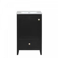 Puret 20 Inch Single Sink Bathroom Vanity with Door Shelf and Pull-Out Drawer, Black 