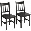 HOMCOM Dining Chairs Set of 2 with Slat Back Pine Wood, Black