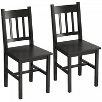 HOMCOM Dining Chairs Set of 2 with Slat Back Pine Wood, Black