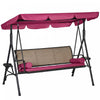 Outsunny 3-Seat Porch Swing with Canopy Outdoor Swing Chair w/ Rattan Seat