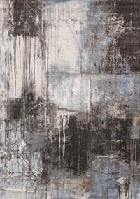 Hadley Grey Taupe Blue Distressed Design Rug, 5'3