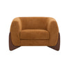 Tuxor Modern Upholstered Boucle Arm Chair with Tuxedo Design, Caramel, Walnut