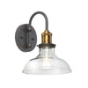 Dainolite Vintage 1 Light Wall Sconce Black/Antique Brass Finish Clear Glass Lamp