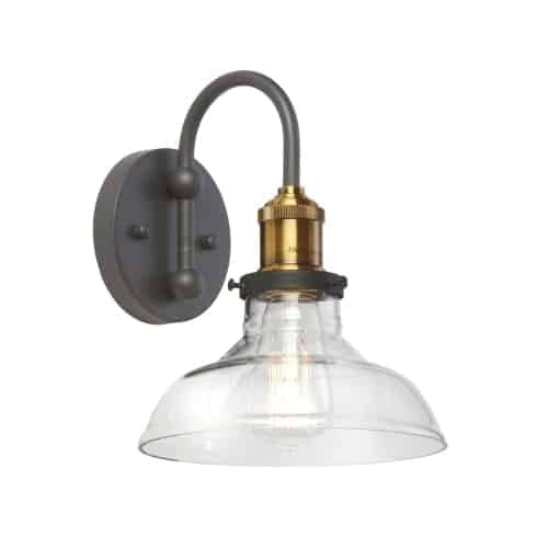 Dainolite Vintage 1 Light Wall Sconce Black/Antique Brass Finish Clear Glass Lamp