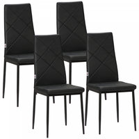 HOMCOM 4-Pieces Dining Chairs, Accent Chair w/ Upholstery Seat Steel Legs