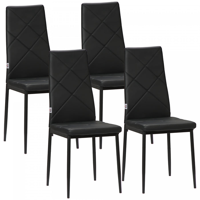 HOMCOM 4-Pieces Dining Chairs, Accent Chair w/ Upholstery Seat Steel Legs