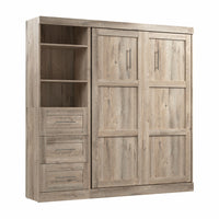 Bestar Pur Full Murphy Unit with Drawers 84-Inch Wall Bed - Rustic Brown