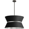 Dainolite Caterine 4 Light Pendant 24\" Dia Matte Black Finish Silver Ring/Black Shade Lamp